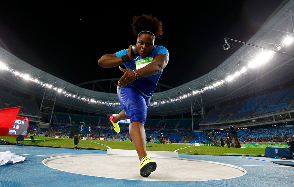 Michelle Carter, who wrote a personal essay for espnW on the lessons learned from shot putting, competes at the 2016 Summer Olympics in Rio de Janeiro, Brazil, where she won gold