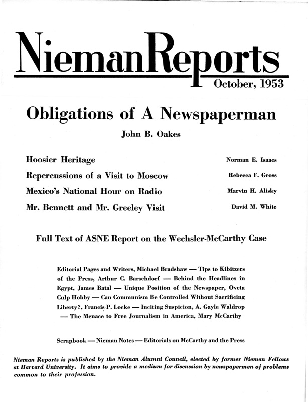Obligations of a Newspaperman