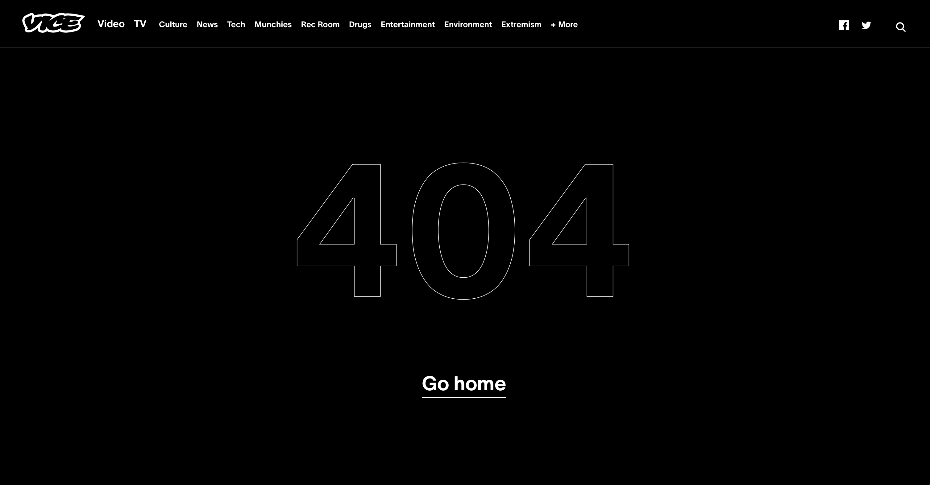 screenshot of blank 404 screen on vice